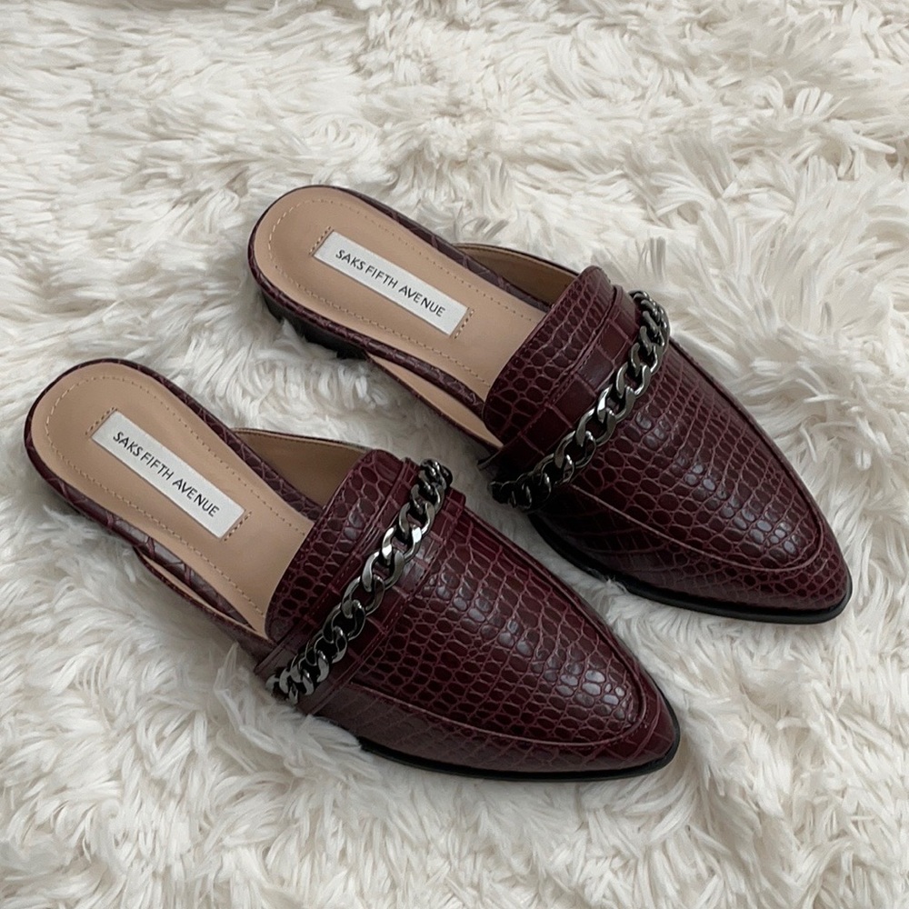 Saks Fifth Avenue Envoy Chain Croc-Print Mules - Picture 3 of 7